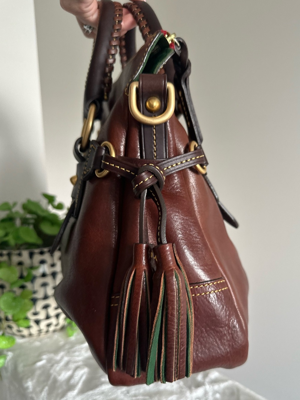 Dooney & Bourke Toledo Florentine Vintage Stanwich Satchel in Chestnut - Picture 10 of 16